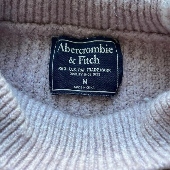 Abercrombie Fitch Pink White Striped Mock Neck Sweater, Womens Medium Pullover - Picture 2 of 6